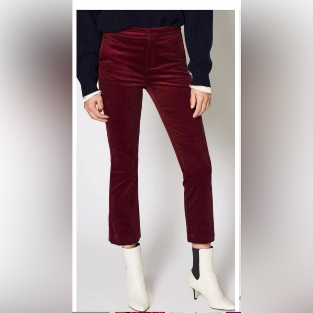 Joie Marcena Rich Burgundy Corduroy Crop Flare Pants. Front/Back‎ Pockets. Soft